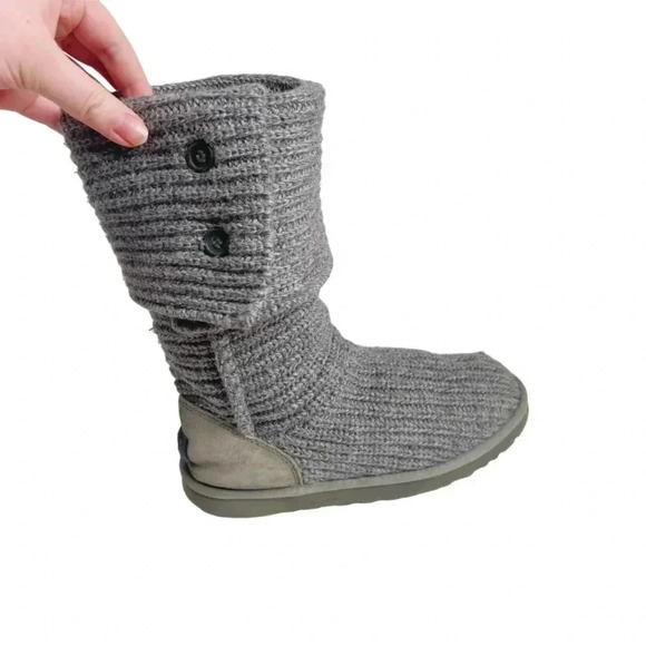 UGG Classic Cardy Grey Knit Boot Women's Size 8 - Picture 6 of 12